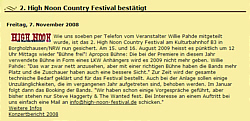 Artikel von Countrymusic24.com vom 07.11.2008